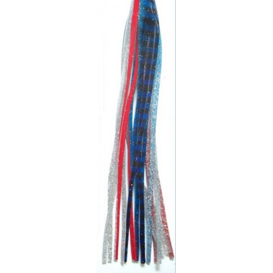 Tecni-Perline Game Skirt - 330/617 - Blue With Black Stripes Over Silver Glitter Two Red Lines
