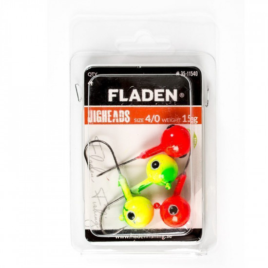 Jig Head Fladen Yellow/Red - 10g x 6/0 Hook 5 Pce