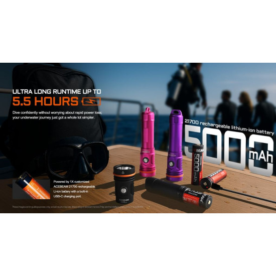 Acebeam D20 2.0 Dive Flashlight Purple