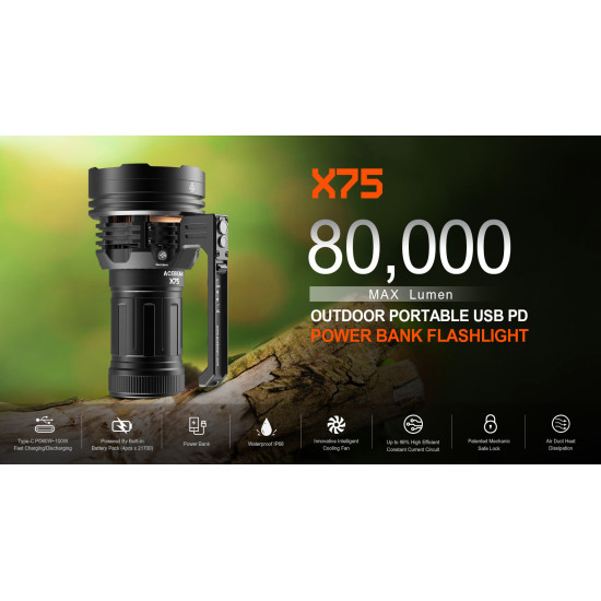 Acebeam X75 XHP70.2 Brightest Powerbank Flashlight