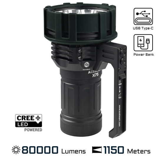 Acebeam X75 XHP70.2 Brightest Powerbank Flashlight