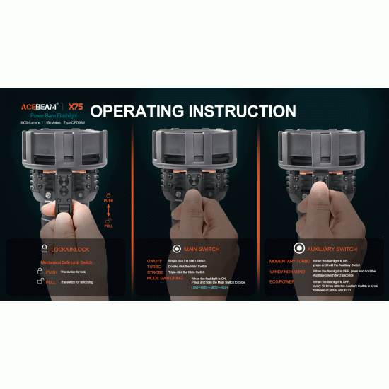 Acebeam X75 XHP70.2 Brightest Powerbank Flashlight