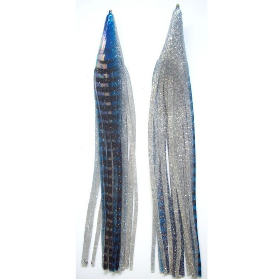 Game Skirt - 260/014 - Blue With Silver Aurora & Black Stripes Over Silver Glitter