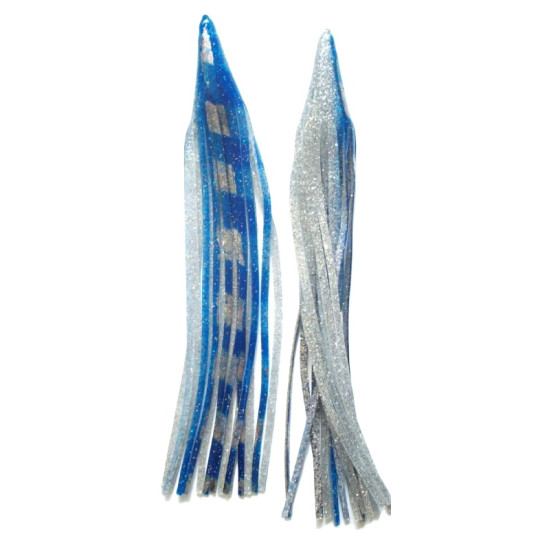 Game Skirt - 260/151 - Blue & Silver Bands Over Silver Glitter