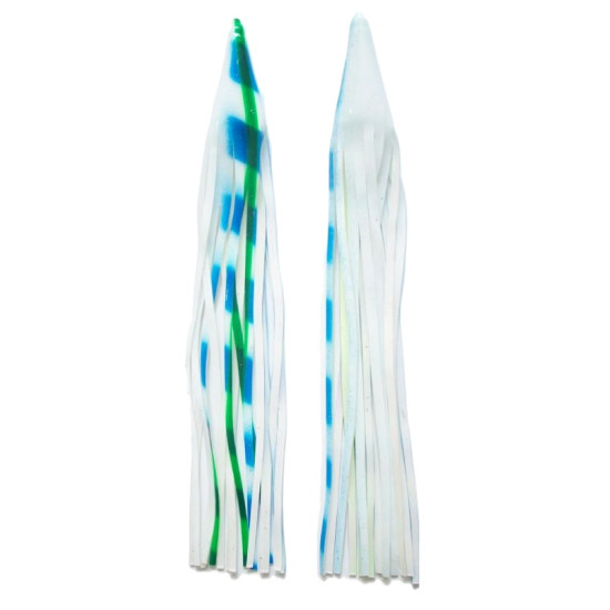 Game Skirt - 260/156 - White With Blue Bands & Green Line Over White