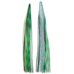Game Skirt - 260/174 - Green & Dark Green Bands Over Chartreuse & Silver Glitter & Black Line