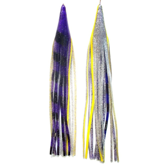 Game Skirt - 260/178 - Purple & Black Bands Over Silver Glitter With Yellow Line
