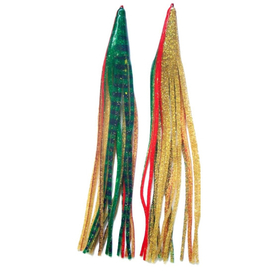 Game Skirt - 260/179 - Green With Blue Stripes Over Gold Glitter & Red Lines