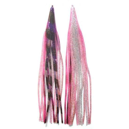Game Skirt - 260/501 - Pink & Purple Aurora With Black Bands Over Silver Glitter