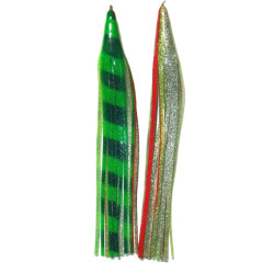 Game Skirt - 260/051 - Light & Dark Green Bands Over Silver Glitter & Red Line