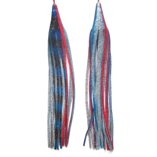 Game Skirt - 260/052 - Blue & Black Bands Over Silver Glitter & Red Line